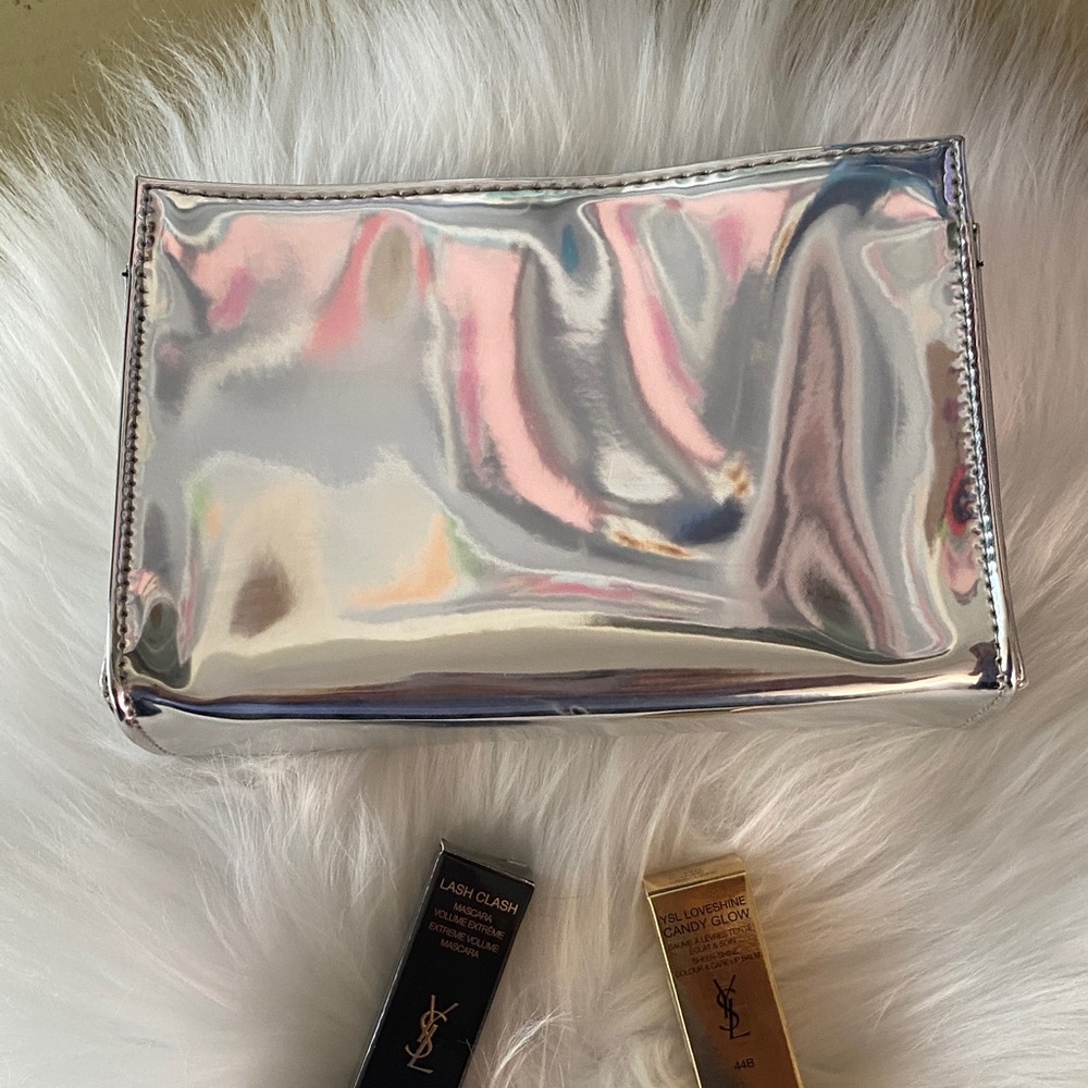 Yves Saint Laurent Silver Cosmetic Case  new comes with 2 luxury beauty items - Picture 3 of 5